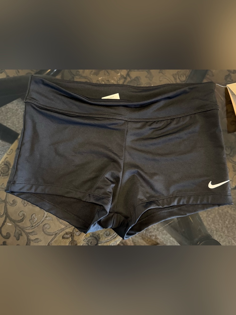 Nike Black Women’s Running Compression Shorts with White Swoosh